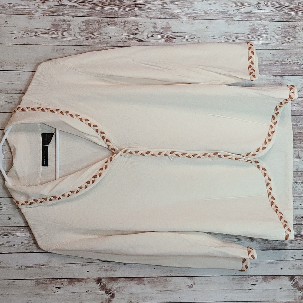 Grace Dane Lewis Embroidered Hem Cardigan NWOT